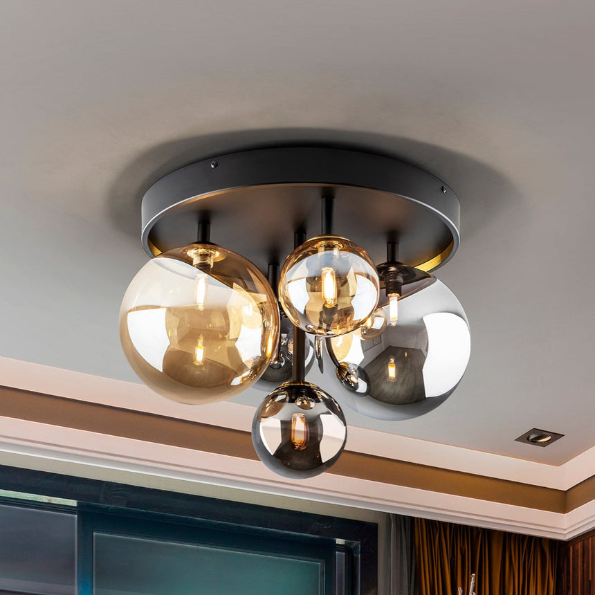 Schuller Dark Plafón 5 luces negro latón 439244