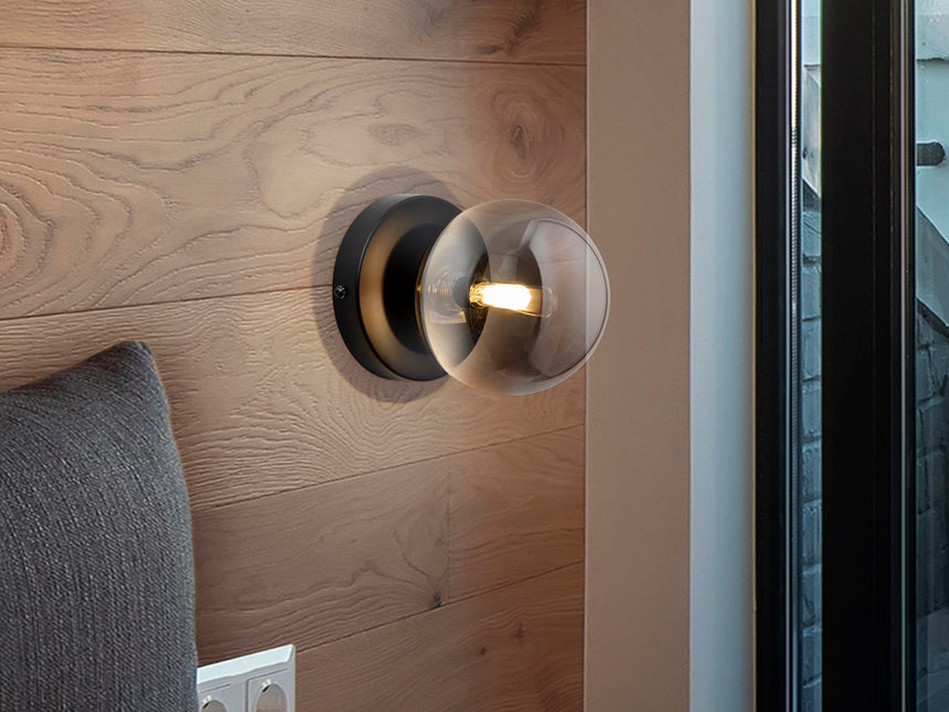 Lámpara aplique de pared bolas Schuller Dark 1 luz negro y latón 439602