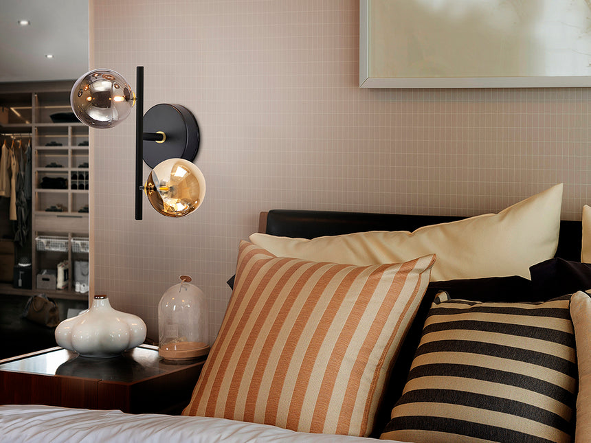 Schuller Dark Wall Lamp 2 Lights Black Brass 439749