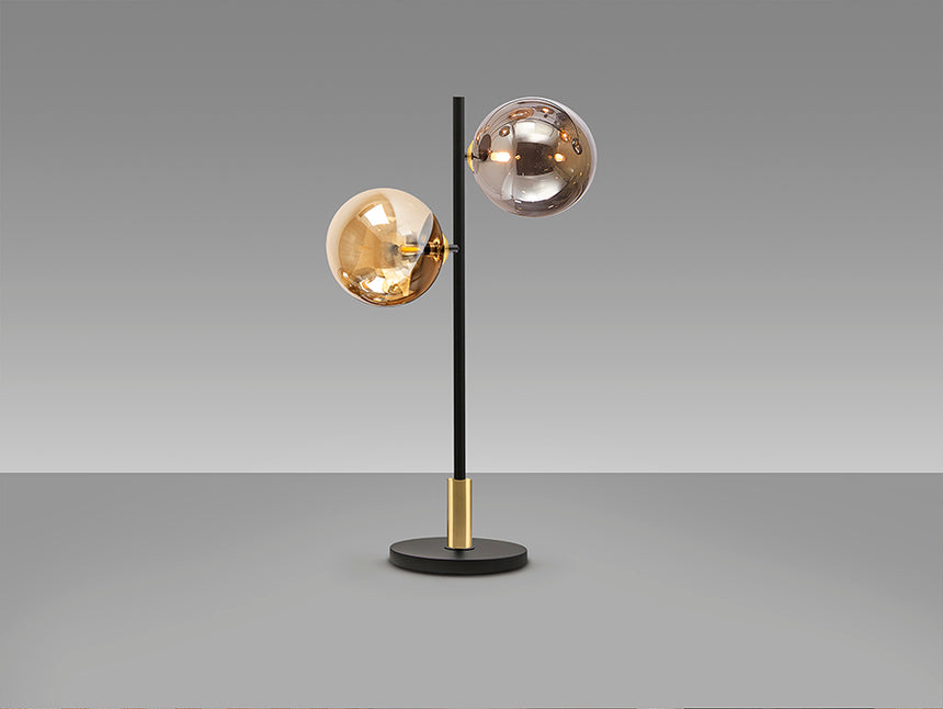 Schuller Dark Table Lamp 2 Lights Black Brass 439817