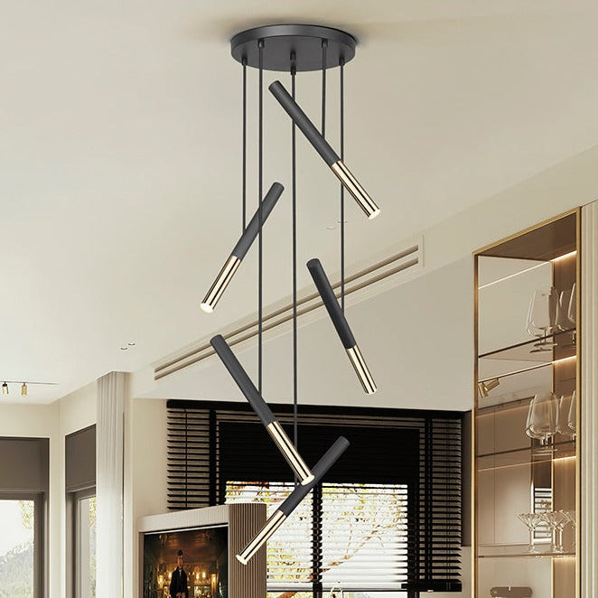 Lámpara de techo colgante Schuller Edna 5 luces negro y oro brillo 3000K Ø43cm 451052 - vista alternativa