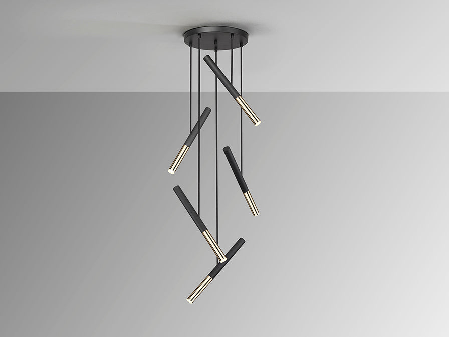 Schuller Edna 5-light black gold dimmable lamp 451052D