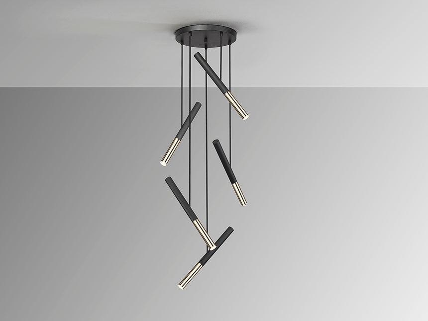 Schuller Edna 5-light black gold dimmable lamp 451052D