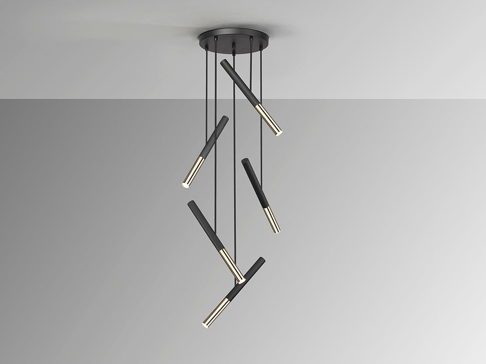 Schuller Edna 5-light black gold dimmable lamp 451052D