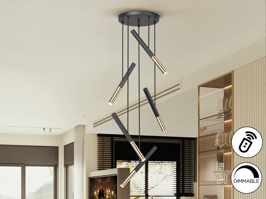 Lámpara de techo colgante Schuller Edna 5 luces negro y - vista 4