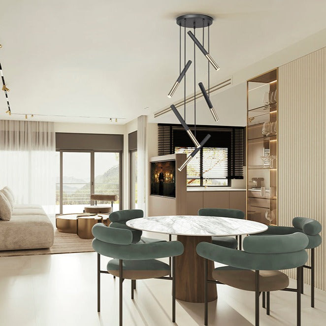 Lámpara de techo colgante Schuller Edna 5 luces negro y oro brillo 3000K Ø43cm 451052 - imagen 3