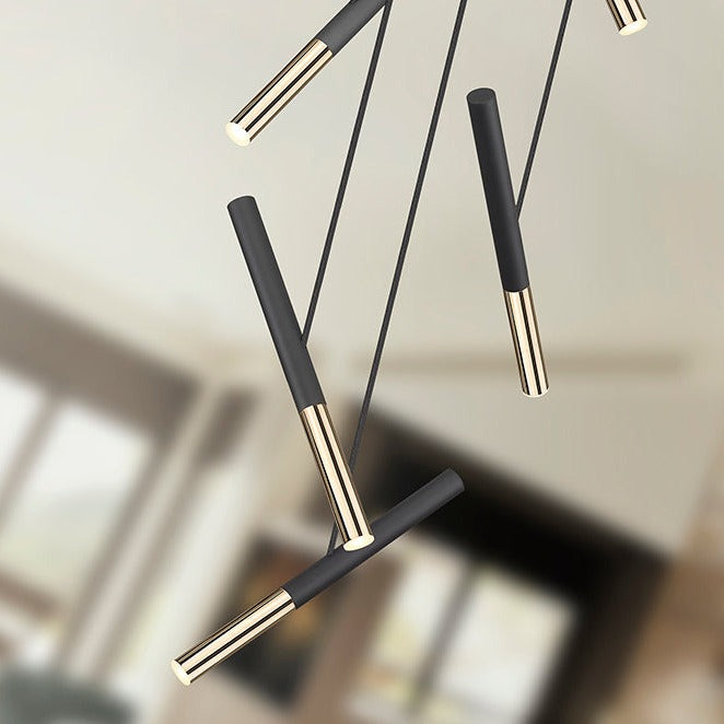 Schuller Edna Lámpara de techo colgante LED 5 luces negro y dorado 451052