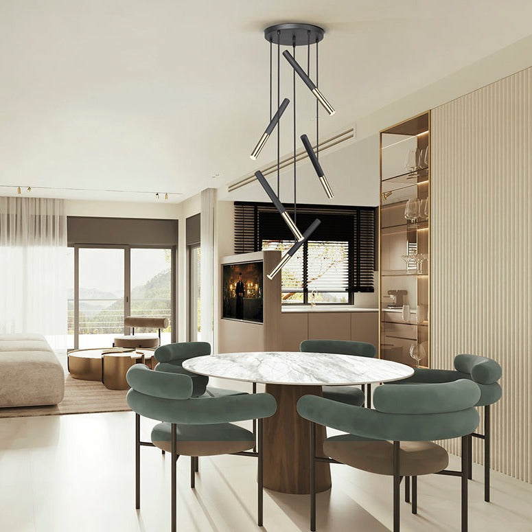 Schuller Edna Lámpara de techo colgante LED 5 luces negro y dorado 451052