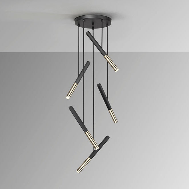 Lámpara de techo colgante Schuller Edna 5 luces negro y oro brillo 3000K Ø43cm 451052 - imagen 5