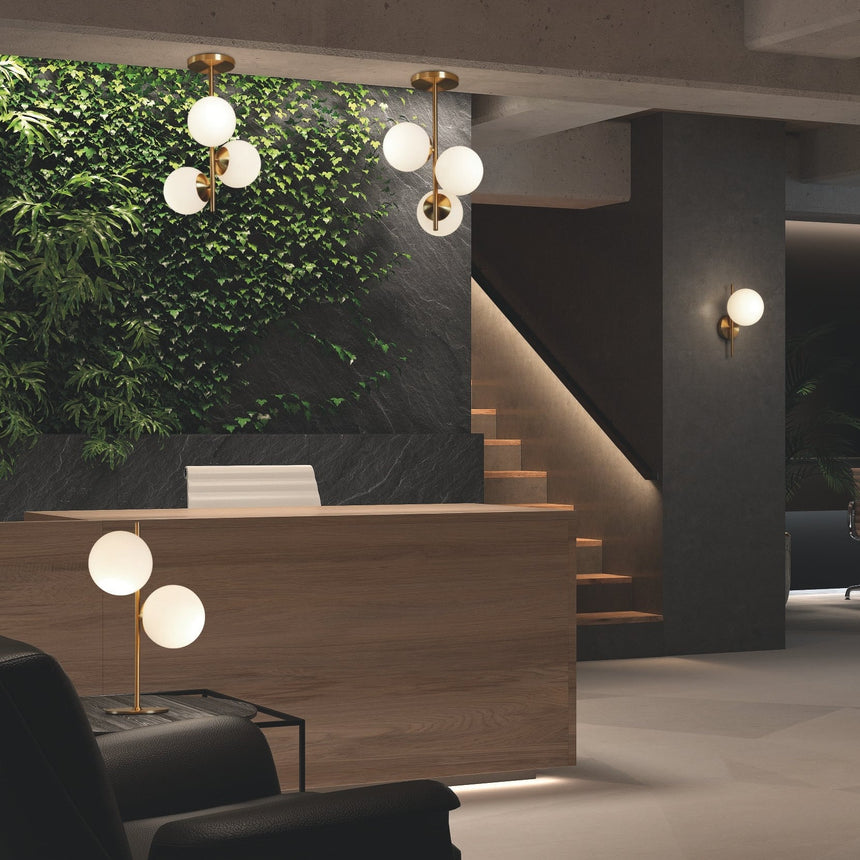 MDC Rondo Sobremesa bolas de 2 luces dorado y blanco 578056101