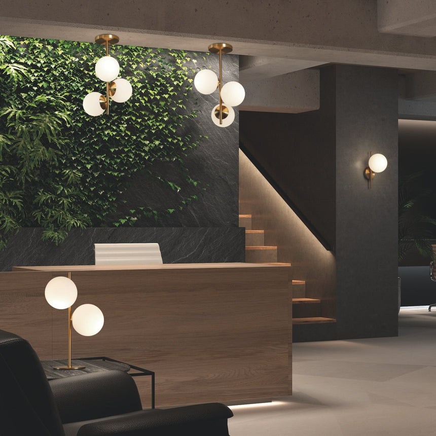 MDC Rondo 3-Light Gold and White Ball Ceiling Light 578086101