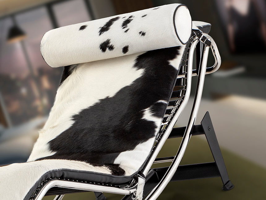 Chaise longue Schuller Leco cromo y negro piel y acero 154x56cm 458436