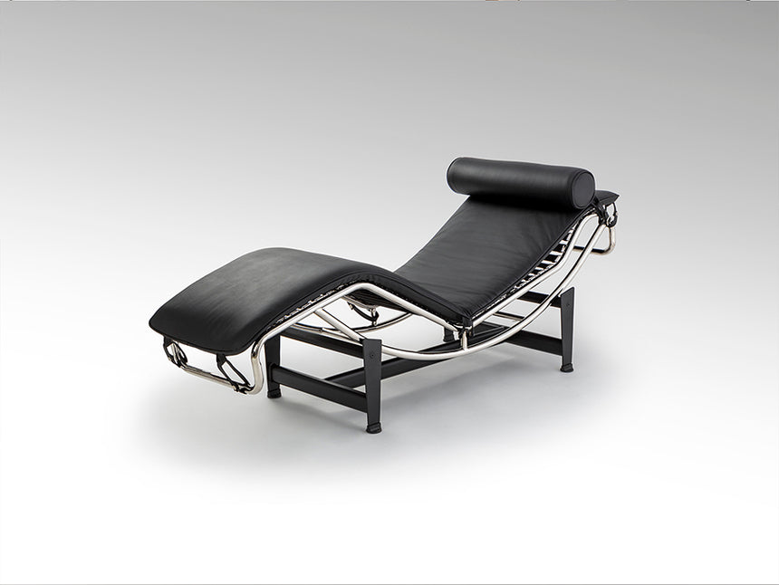 Chaise longue Schuller Leco cromo y negro piel y acero 154x56cm 458467