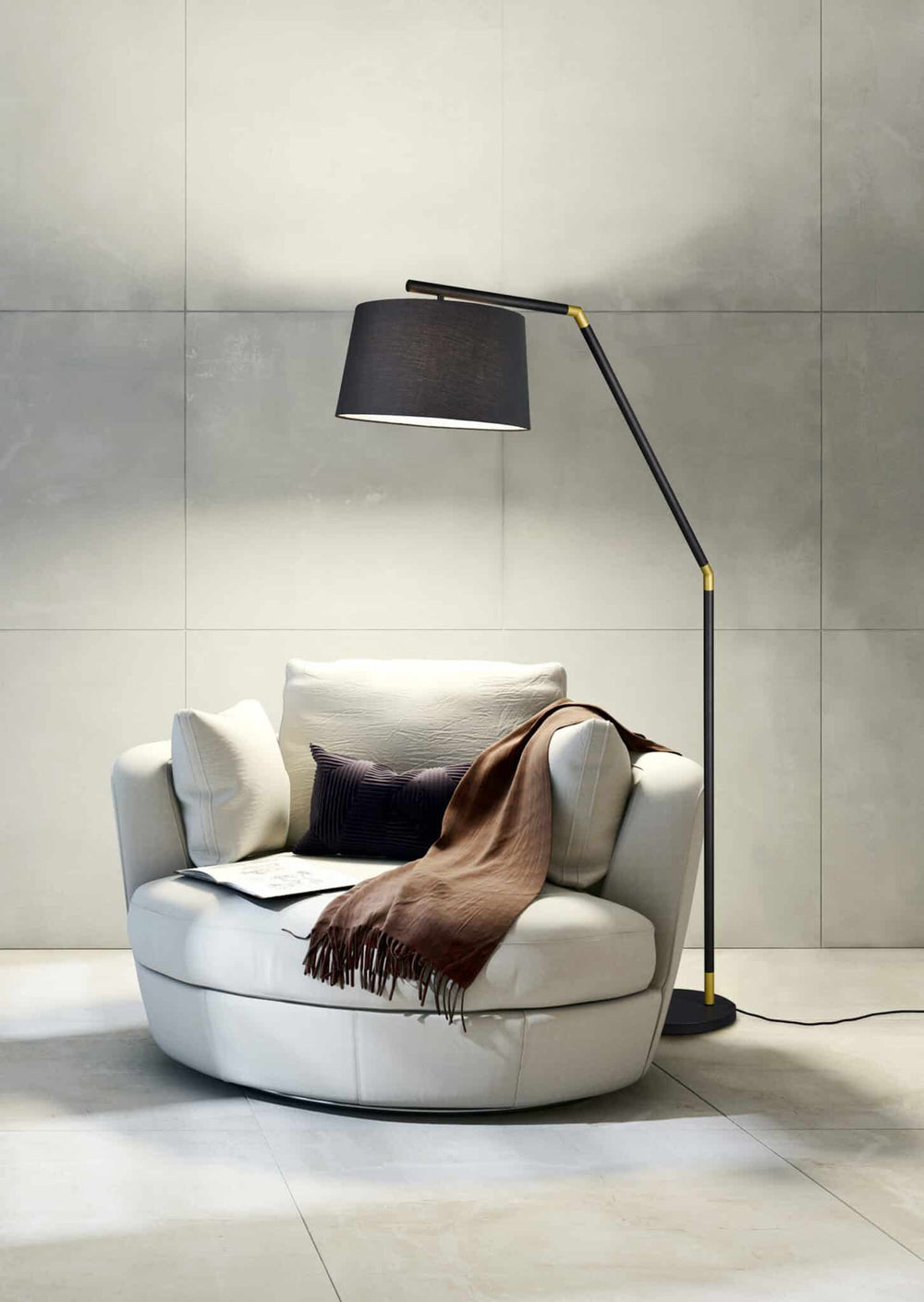 Trio Tracy Black Mat Metal Floor Lamp 462100132