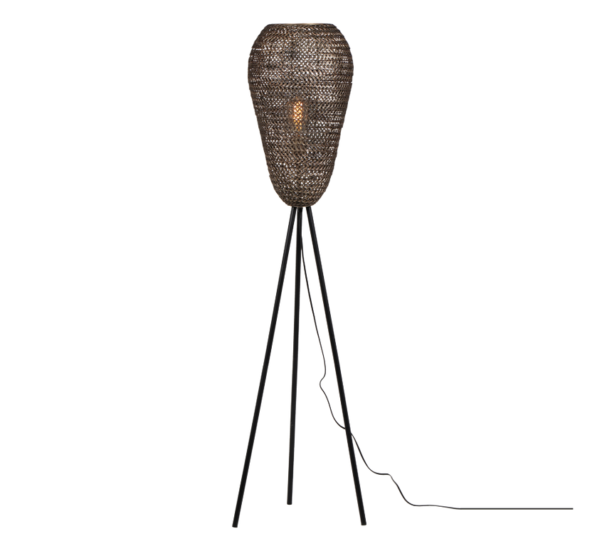 Lámpara de pie Trio Ziva LED latón antiguo 3000K 140cm 465300104