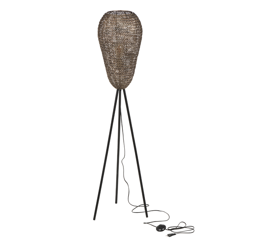 Lámpara de pie Trio Ziva LED latón antiguo 3000K 140cm 465300104