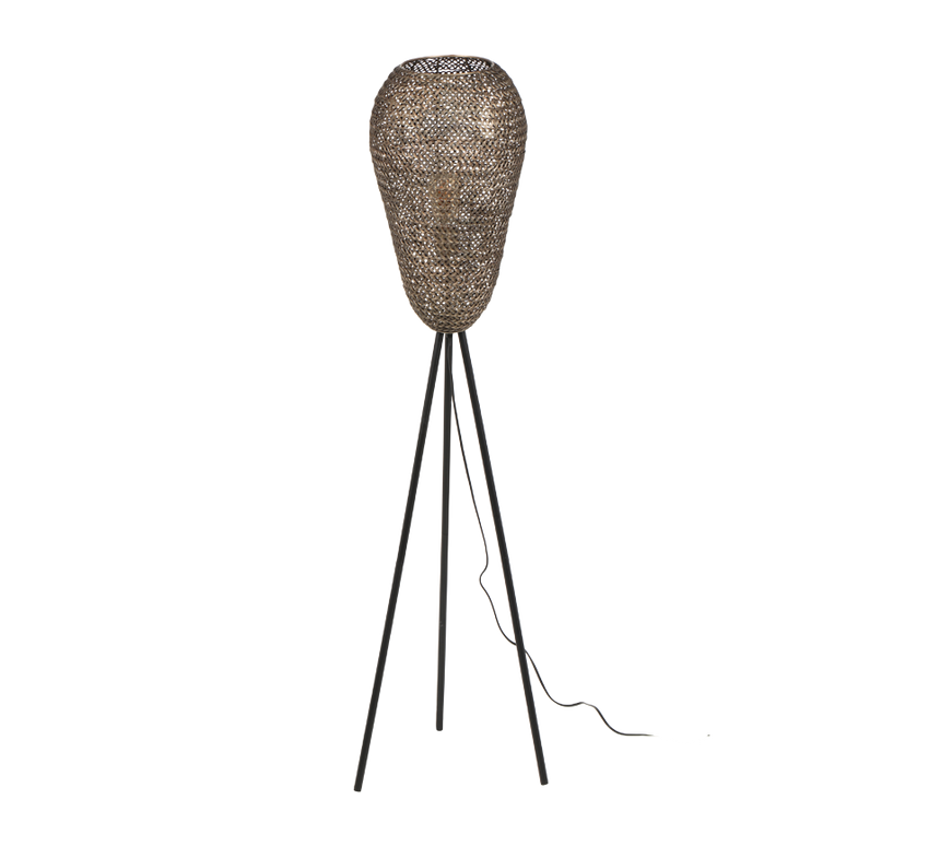 Lámpara de pie Trio Ziva LED latón antiguo 3000K 140cm 465300104