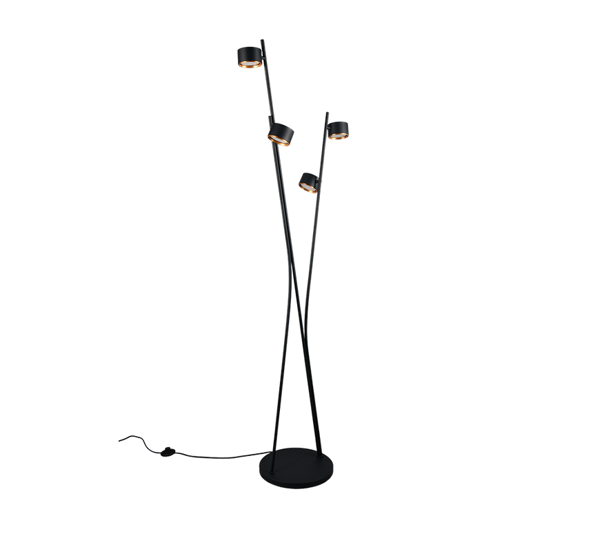 Lámpara de pie Trio Coda LED negro y dorado 2700K 180cm 469000480