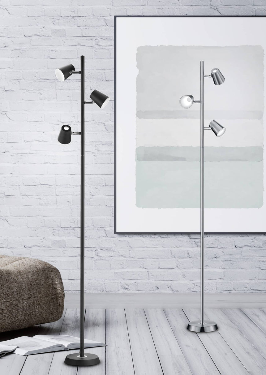 Trio Narcos Black Mat Metal LED Floor Lamp 473190332