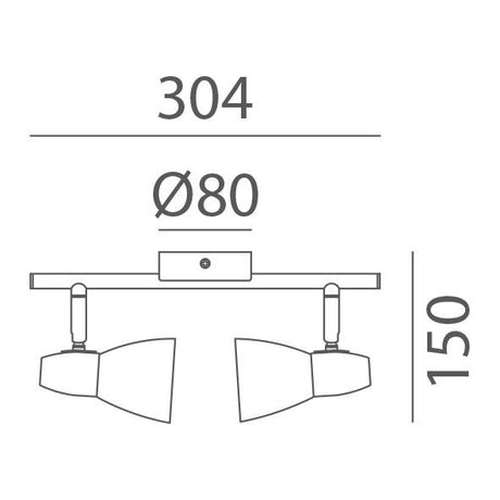 MDC SALSA 576713501 Foco SALSA regleta de 2 focos Cromo mate