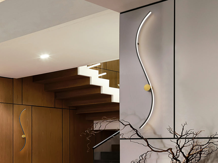 Lámpara aplique de pared Schuller Siloe LED negro y oro 3000K 483265