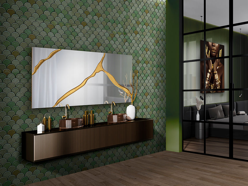 Schuller Surcos Espejo rectangular horizontal pan de oro 80x180 487474