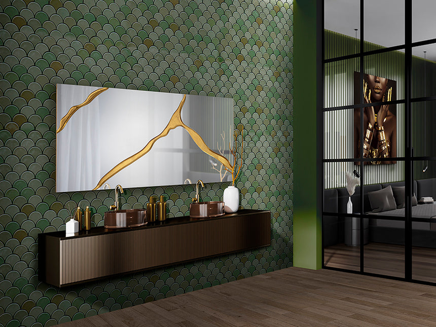 Schuller Surcos Espejo rectangular horizontal pan de oro 80x180 487474