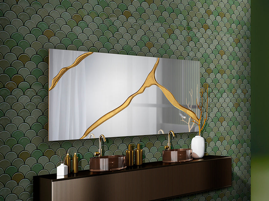 Schuller Surcos Espejo rectangular horizontal pan de oro 80x180 487474