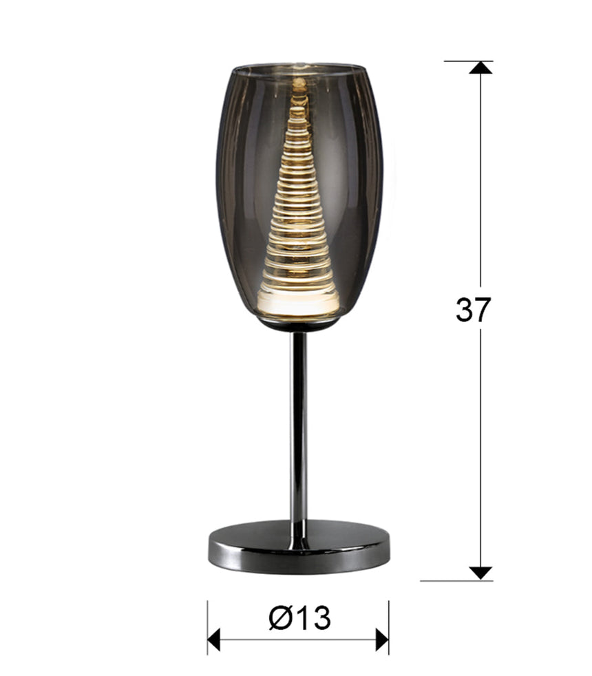 Medidas y dimensiones - Lámpara de sobremesa Schuller Nebula LED 1 luz cromo y espejado 3000K 37cm 493826