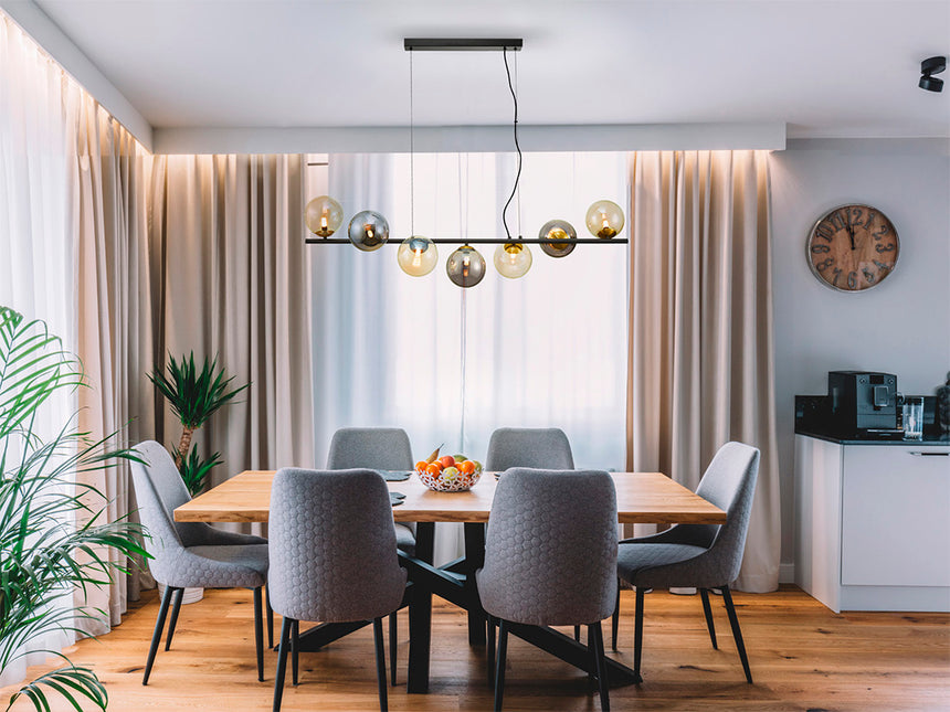 Lámpara de techo colgante bolas Schuller Inoa 7 luces negro y latón 494436 - vista alternativa