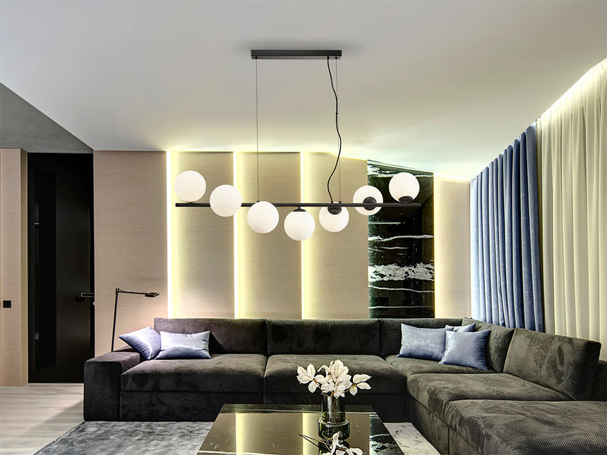 Schuller Inoa Lámpara de techo colgante bolas 7 luces negro opal 494467