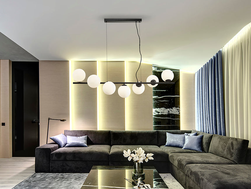 Schuller Inoa Lámpara de techo colgante bolas 7 luces negro opal 494467