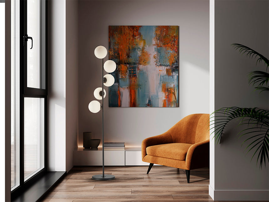 Schuller Inoa Floor Lamp, 5 Lights, Opal Black Balls 494528