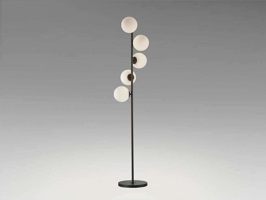 Schuller Inoa Floor Lamp, 5 Lights, Opal Black Balls 494528
