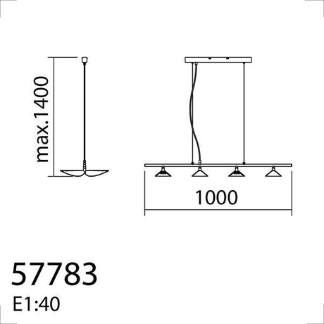 MDC SENDA 577839102 Colgante LED 4 luces Negro Mate