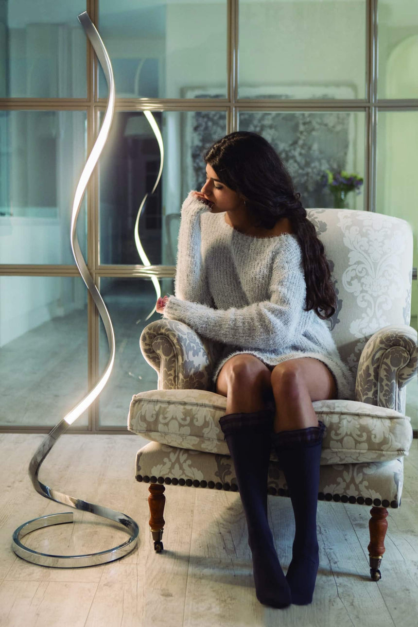 Mantra Nur Lámpara de pie LED plata cromo salón regulable gris oscuro 4983