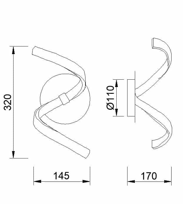 Mantra Nur Plata Cromo Aplique LED gris oscuro 4985