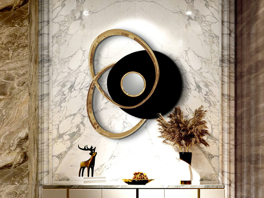 Escultura de pared Schuller Trio oro rosa y negro acero inoxidable 83x73cm 498722