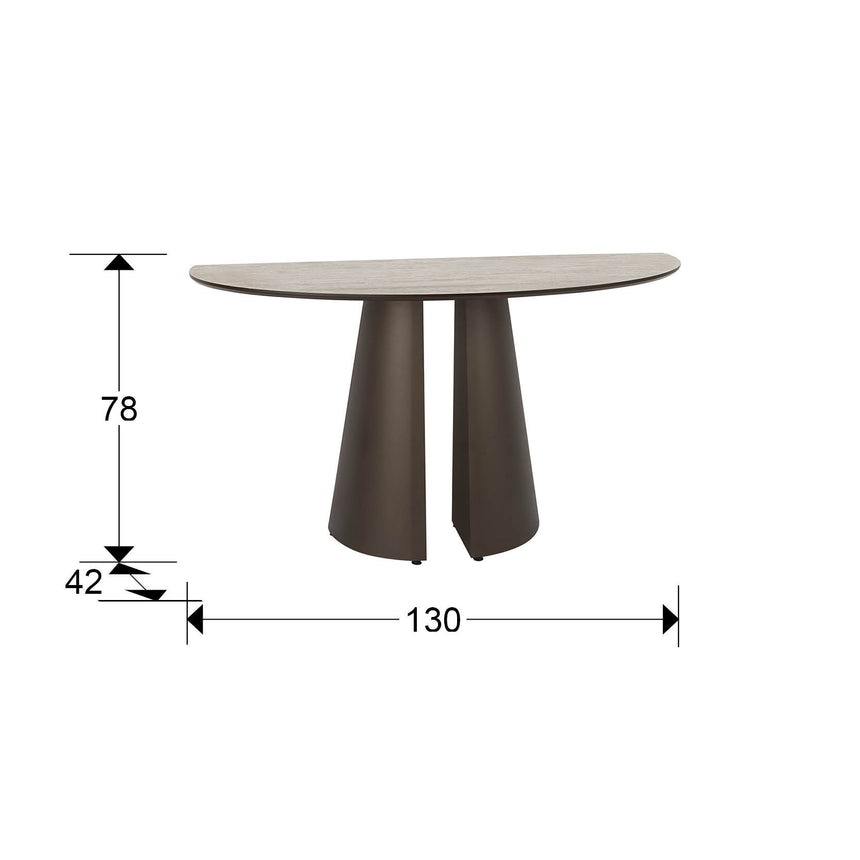Consola Schuller Samara marrón y travertino 130x78cm dimensiones
