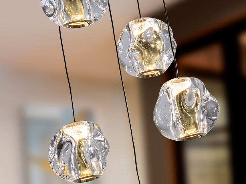 Schuller Zaria Pendant Ceiling Lamp 5 Lights Black/Gold/Transp D30 Dim 501965