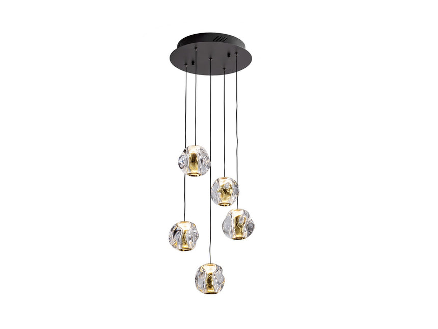 Lámpara de techo colgante Schuller Zaria 5 luces negro 3000K regulable Ø33cm ambiente