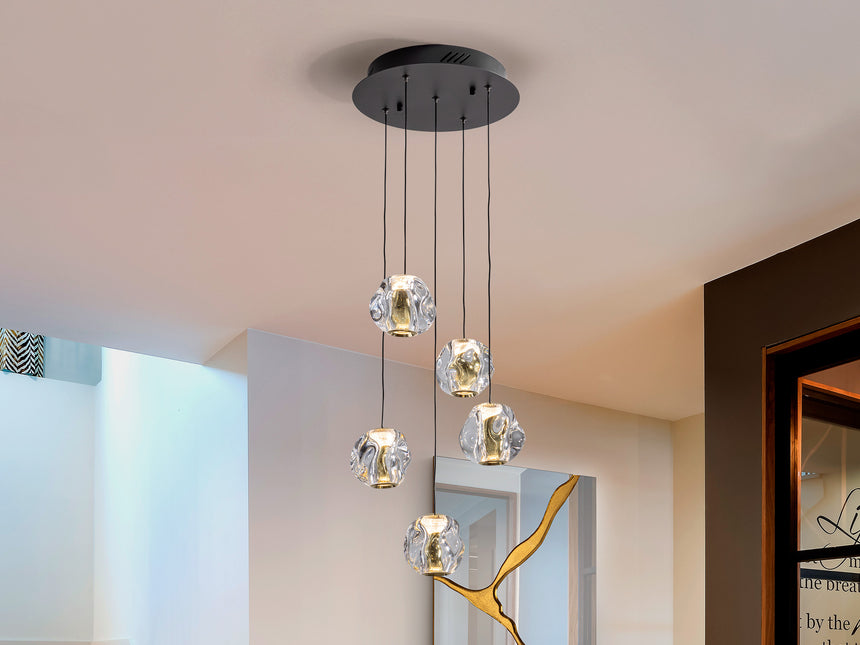 Lámpara de techo colgante Schuller Zaria 5 luces negro 3000K regulable Ø33cm 501965