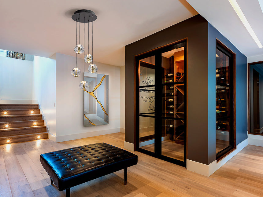 Schuller Zaria Pendant Ceiling Lamp 5 Lights Black/Gold/Transp D30 Dim 501965