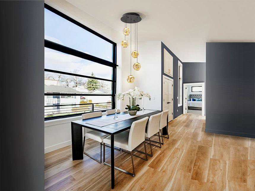 Schuller Zaria 5-light chandelier, black/bronze/amber, D25, Dim 501989