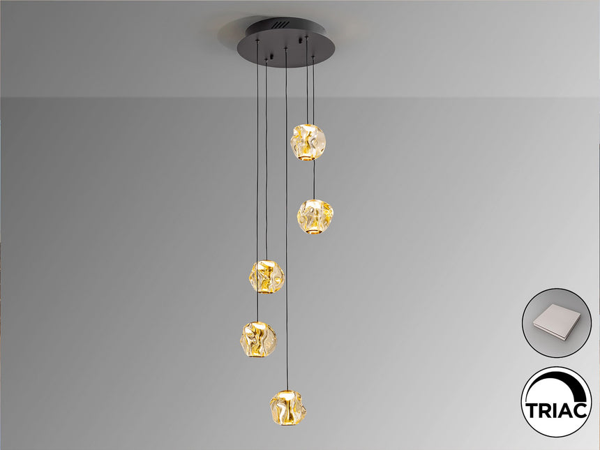 Lámpara de techo colgante Schuller Zaria 5 luces negro y bronce 3000K regulable Ø33cm vista 2