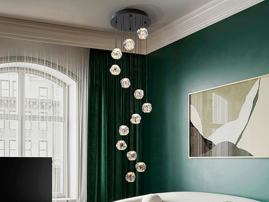 Schuller Zaria Large Pendant Ceiling Light 13 Lights Gold and Black D60 Dimmable 502368