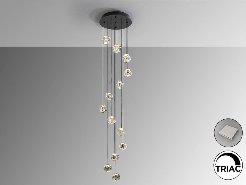 Lámpara de techo colgante Schuller Zaria 13 luces negro y dorado 3000K regulable