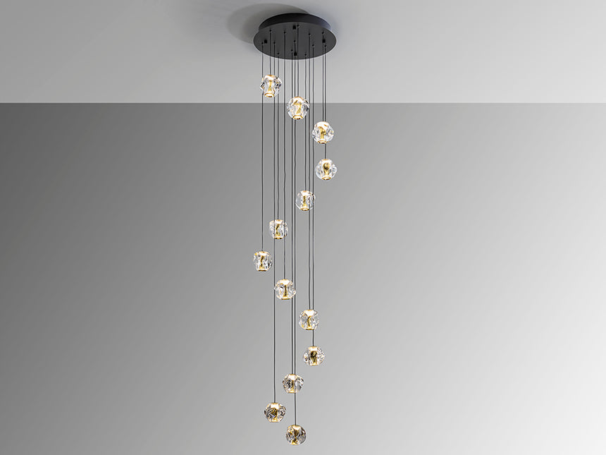 Schuller Zaria Large Pendant Ceiling Light 13 Lights Gold and Black D60 Dimmable 502368