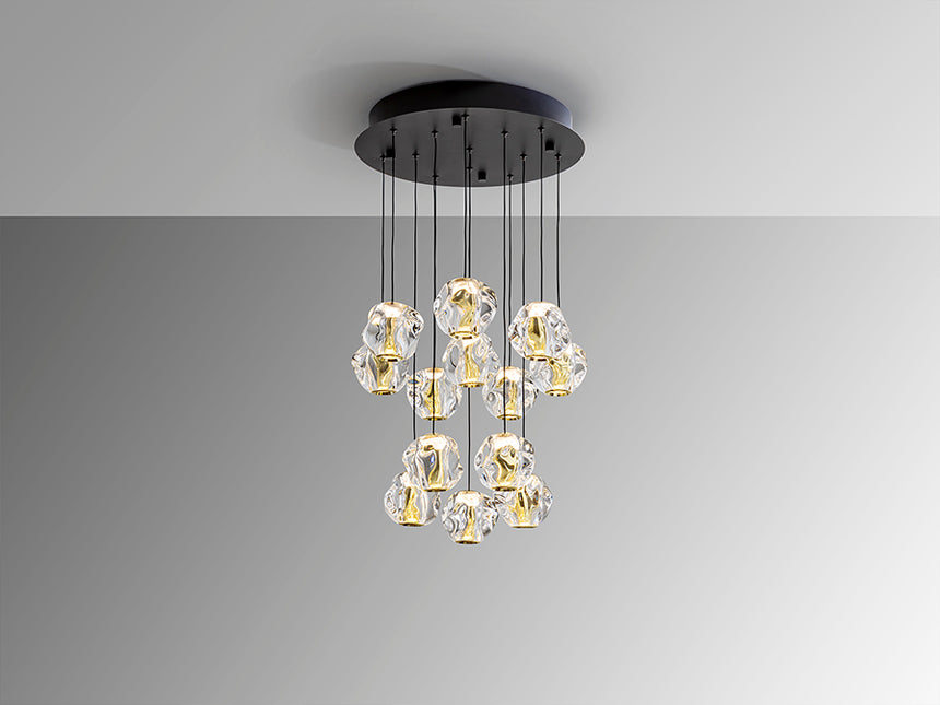 Schuller Zaria Large Pendant Ceiling Light 13 Lights Gold and Black D60 Dimmable 502368