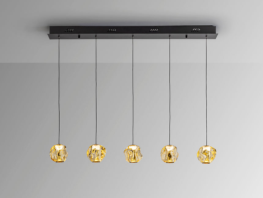 Schuller Zaria 5-light chandelier, black/bronze/amber, dimmable 502528